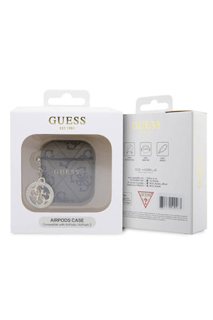 Guess Apple Airpods 2. Nesil Uyumlu Kılıf 4G Taşlı Süs Zincirli Kahverengi  Guess