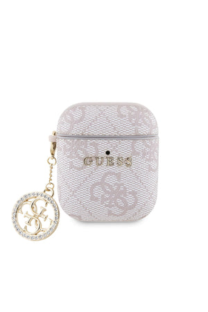 Guess Apple Airpods 2. Nesil Uyumlu Kılıf 4G Taşlı Süs Zincirli Pembe  Guess