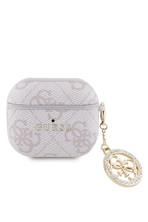 Guess Apple Airpods 3. Nesil Uyumlu Kılıf 4G Taşlı Süs Zincirli Pembe  Guess