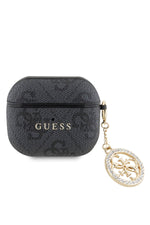 Guess Apple Airpods 3. Nesil Uyumlu Kılıf 4G Taşlı Süs Zincirli Siyah  Guess