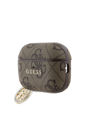 Guess Apple Airpods Pro 2. Nesil Uyumlu Kılıf 4G Taşlı Süs Zincirli Kahverengi  Guess