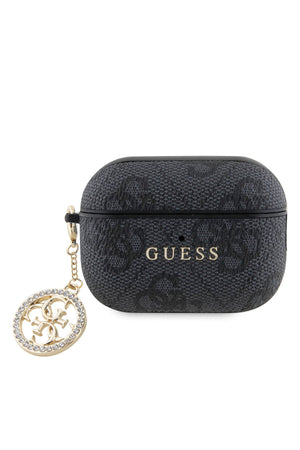 Guess Apple Airpods Pro 2. Nesil Uyumlu Kılıf 4G Taşlı Süs Zincirli Siyah  Guess