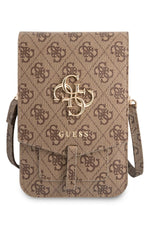 Guess 4G Logolu Telefon Çantası Kredi Kartlıklı Kahverengi  Guess