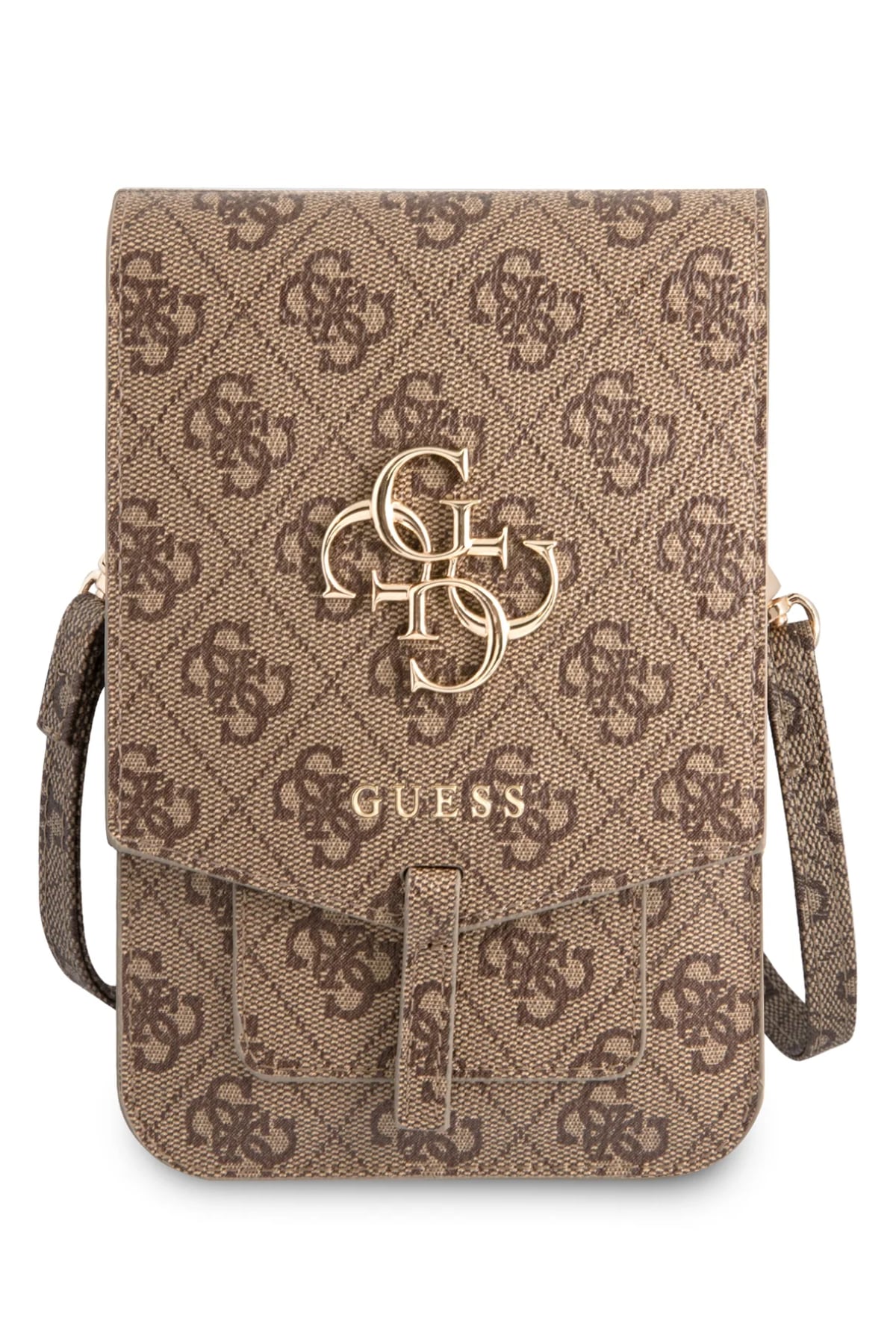 Guess 4G Logolu Telefon Çantası Kredi Kartlıklı Kahverengi  Guess