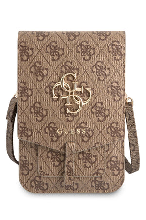 Guess 4G Logolu Telefon Çantası Kredi Kartlıklı Kahverengi  Guess