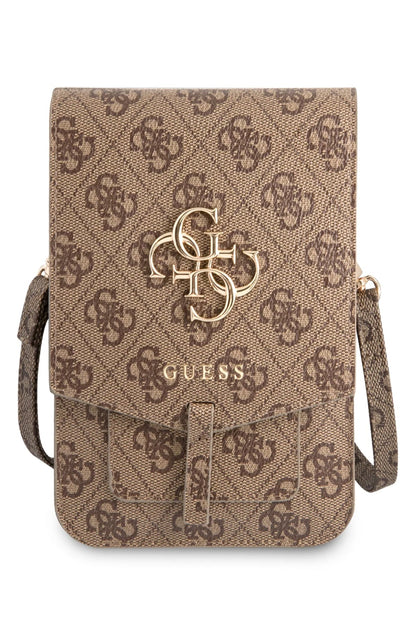 Guess 4G Logolu Telefon Çantası Kredi Kartlıklı Kahverengi  Guess