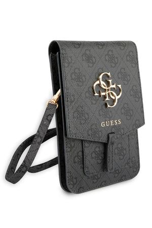 Guess 4G Logolu Telefon Çantası Kredi Kartlıklı Gri  Guess