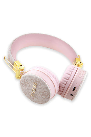 Guess On-Ear Bluetooth 5.3 Headphones 4G Pink with Patterned Metal Logo 