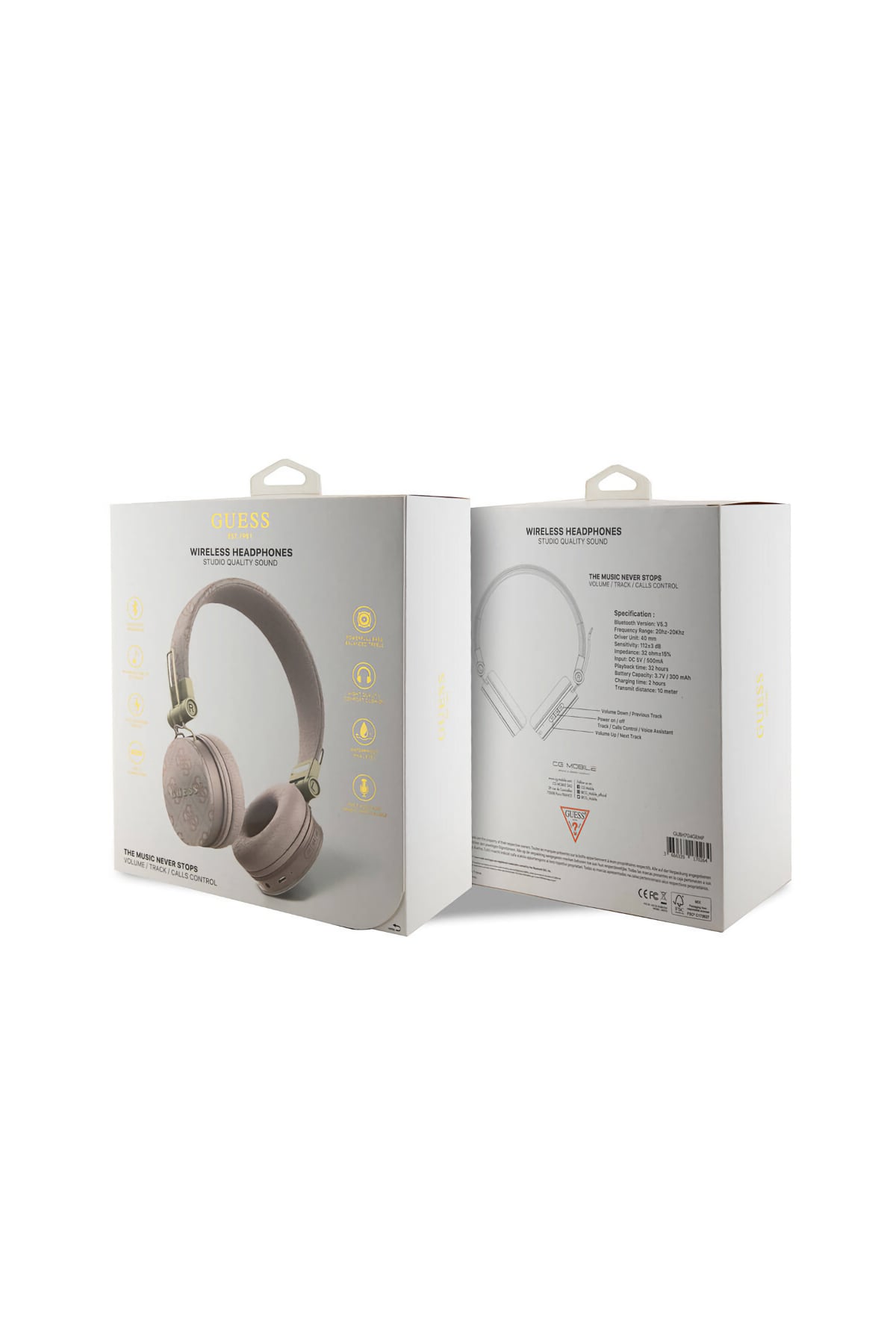 Guess Kulak Üstü Bluetooth 5.3 Kulaklık 4G Desenli Metal Logolu Pembe  Guess