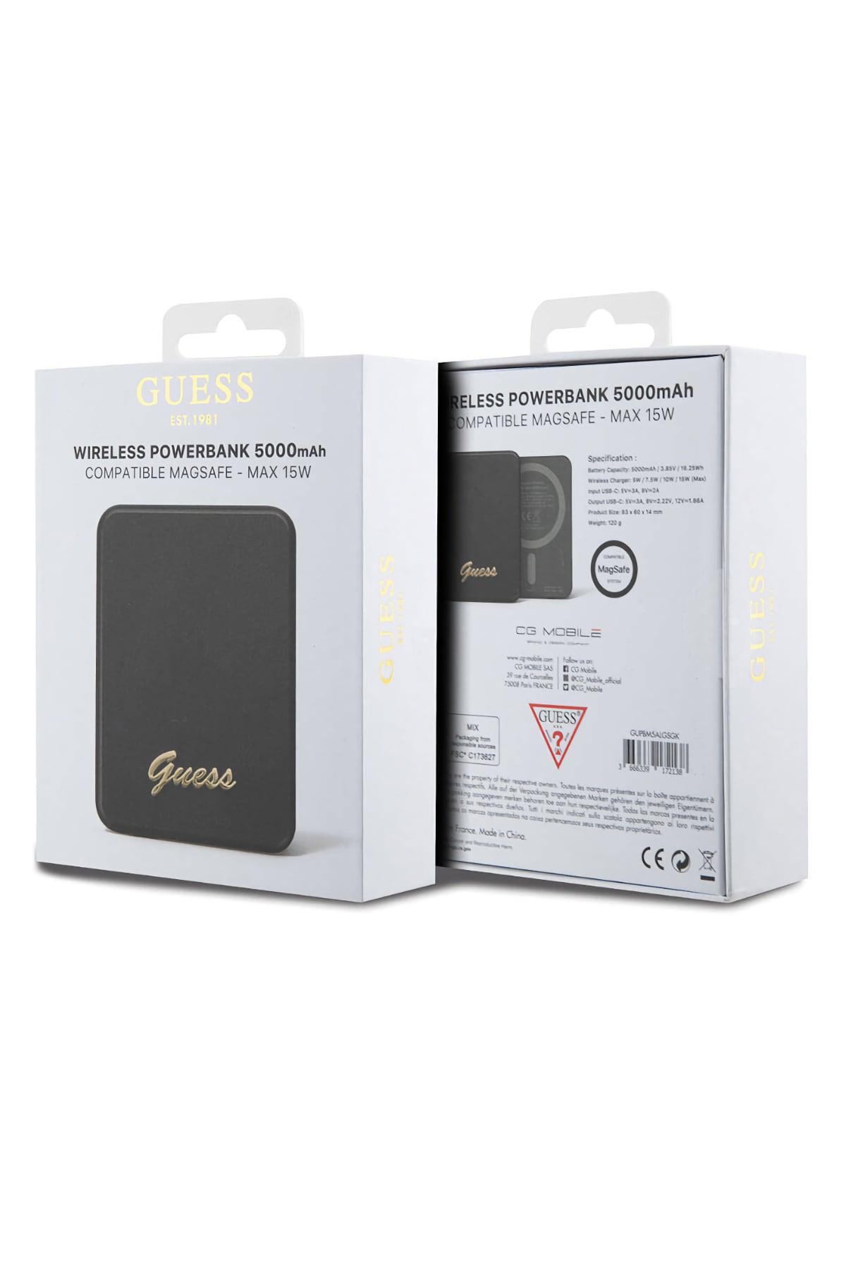 Guess Metal Logolu Magsafe Siyah Powerbank 5000mAh  Guess