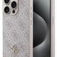 Guess Classic 4G Logolu iPhone 15 Pro Magsafe Uyumlu Kılıf Pembe  Guess