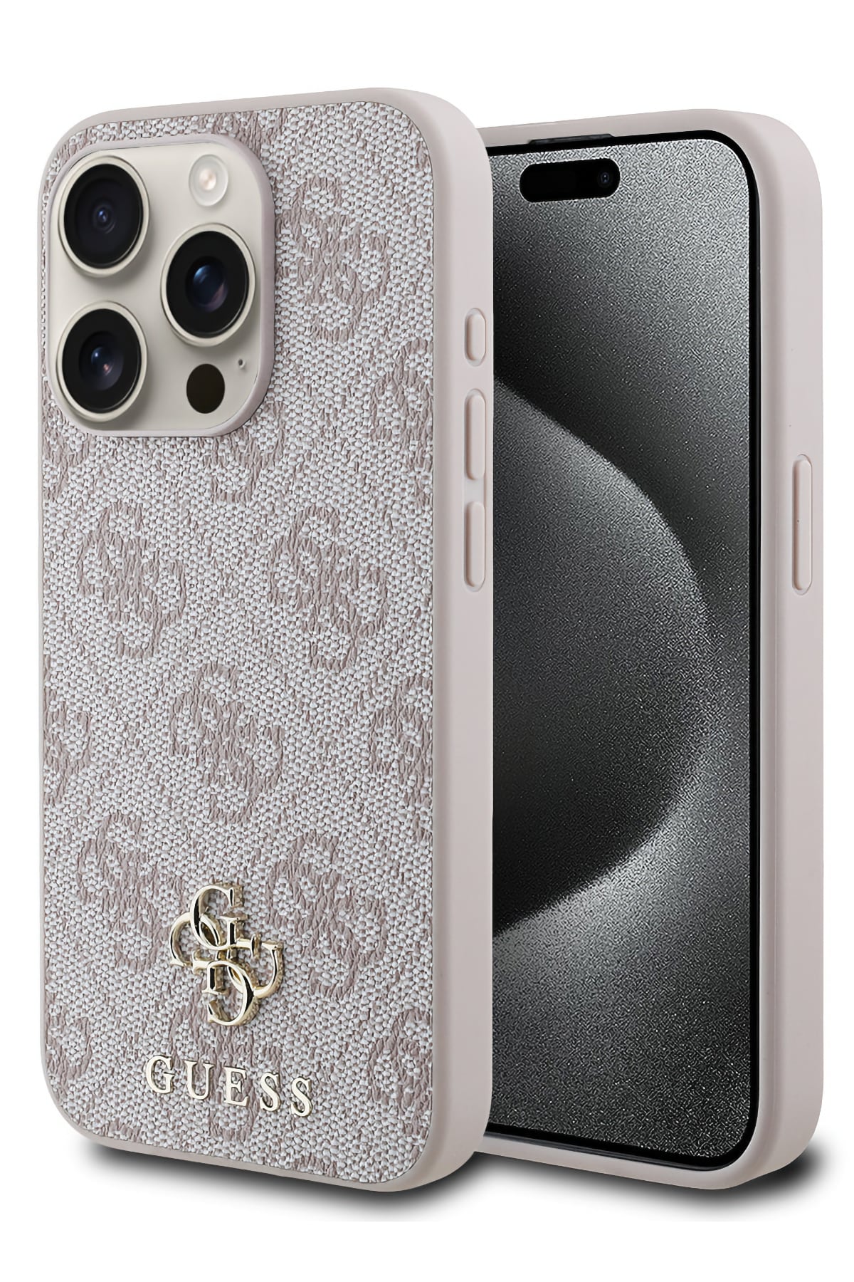Guess Classic 4G Logolu iPhone 15 Pro Max Magsafe Uyumlu Kılıf Pembe  Guess