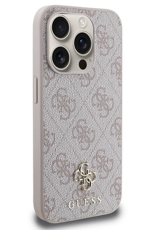 Guess Classic 4G Logolu iPhone 15 Pro Max Magsafe Uyumlu Kılıf Pembe  Guess