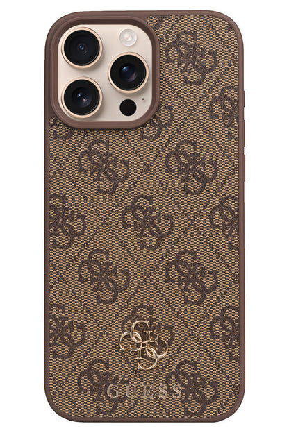 Guess Classic 4G Logolu iPhone 16 Pro Max Magsafe Uyumlu Kılıf Kahverengi  Guess