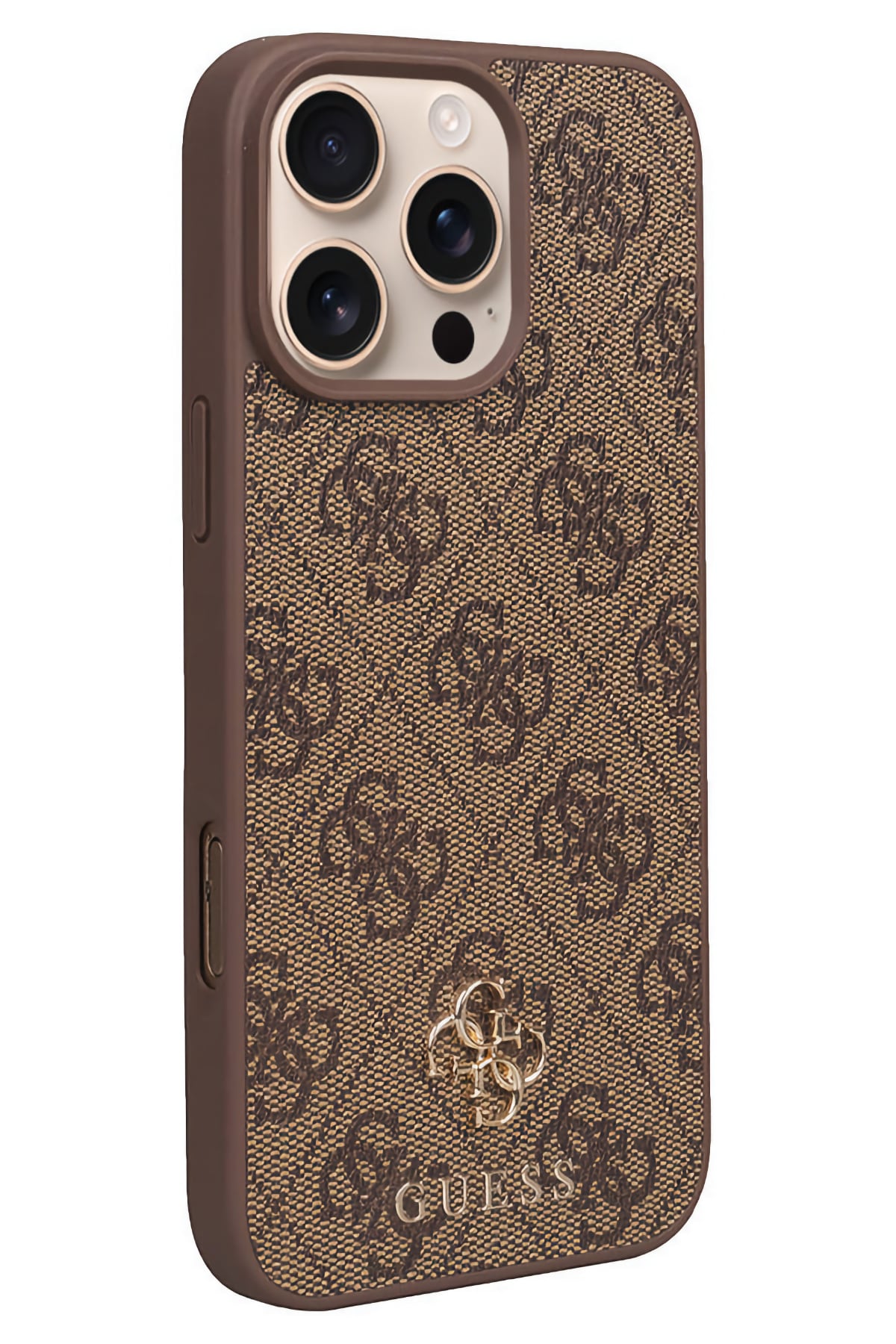 Guess Classic 4G Logolu iPhone 16 Pro Max Magsafe Uyumlu Kılıf Kahverengi  Guess