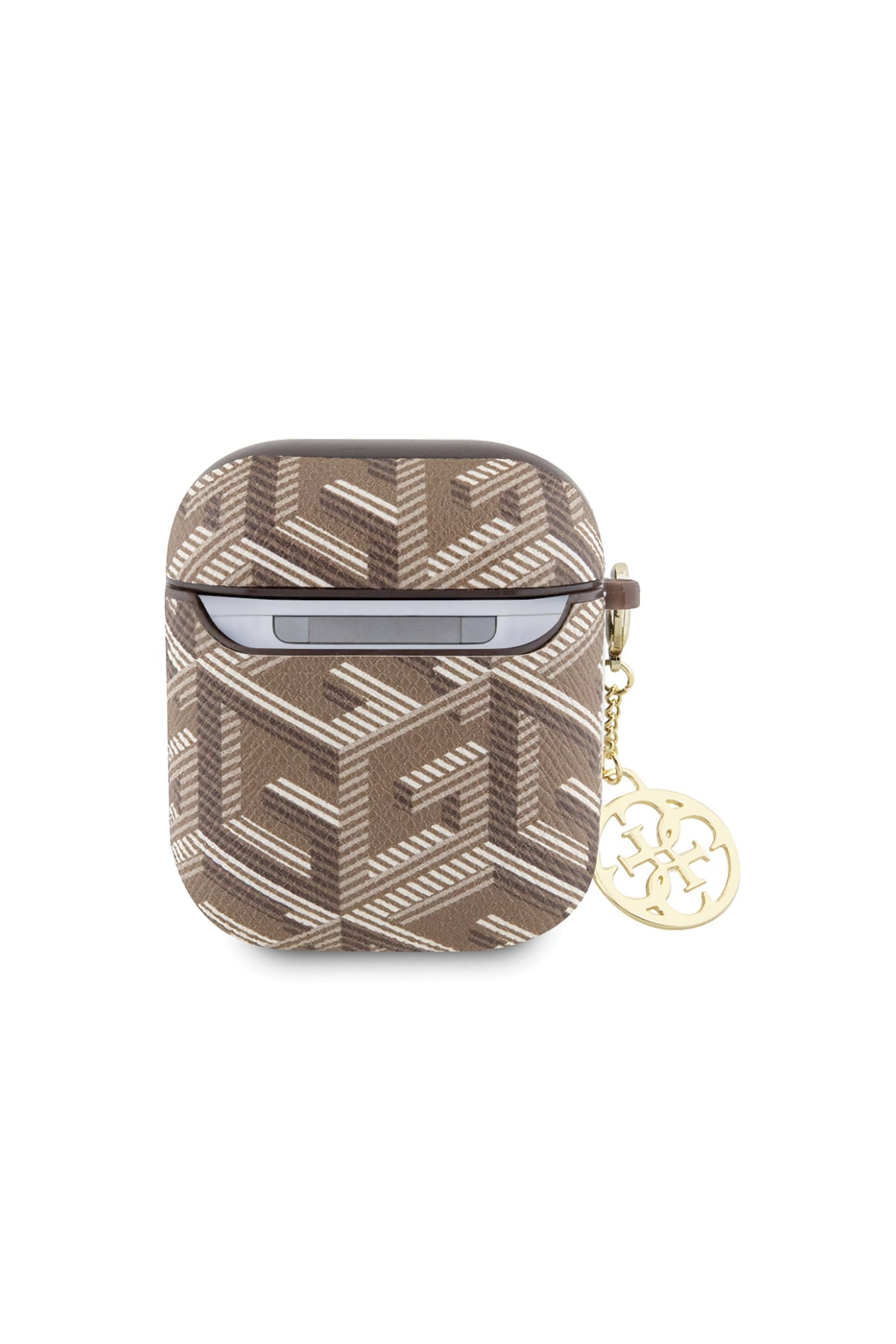 Guess Apple Airpods 2. Nesil Uyumlu Kılıf G Cube Süs Zincirli Kahverengi  Guess