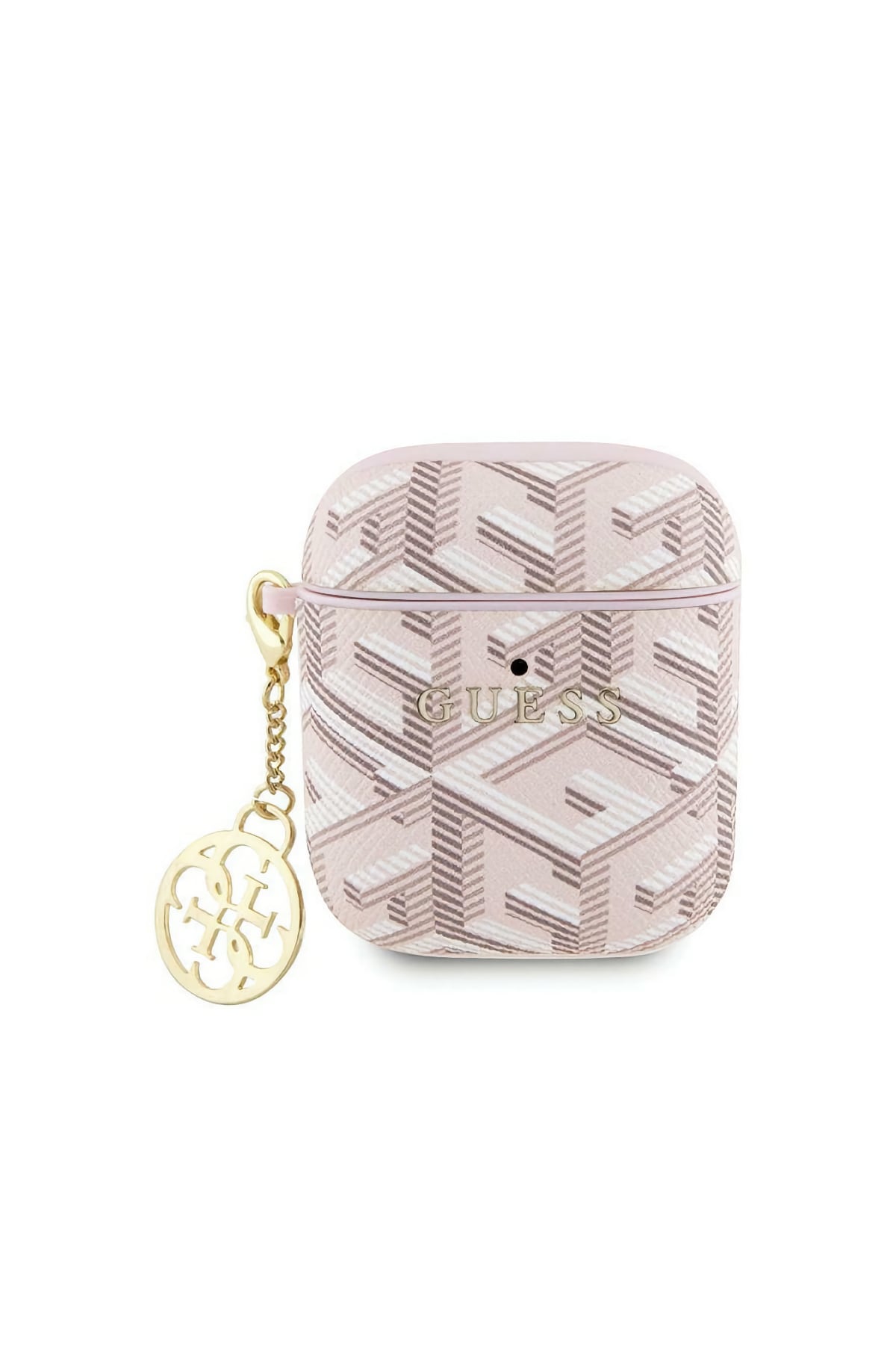 Guess Apple Airpods 3. Nesil Uyumlu Kılıf G Cube Desenli Süs Zincirli Pembe  Guess