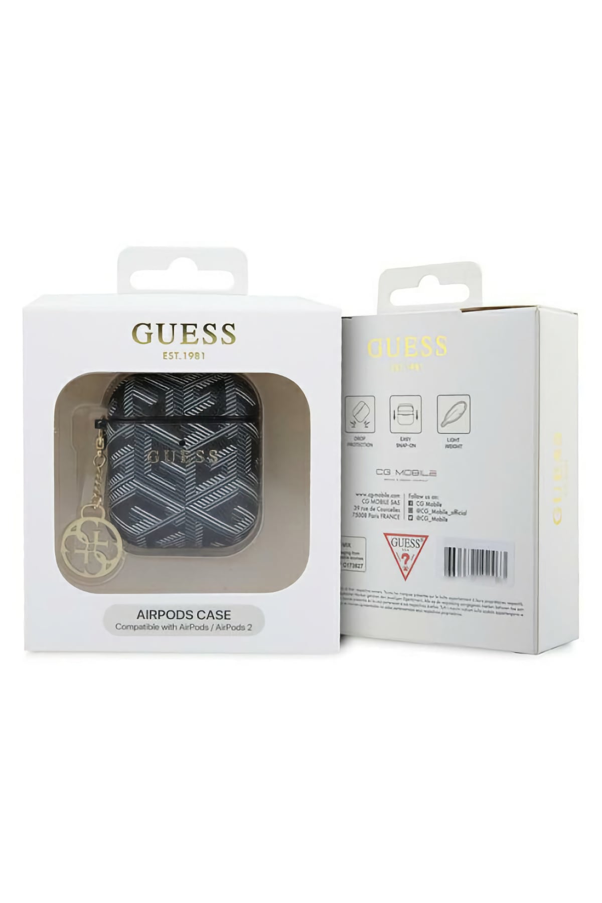 Guess Apple Airpods 2. Nesil Uyumlu Kılıf G Cube Süs Zincirli Siyah  Guess