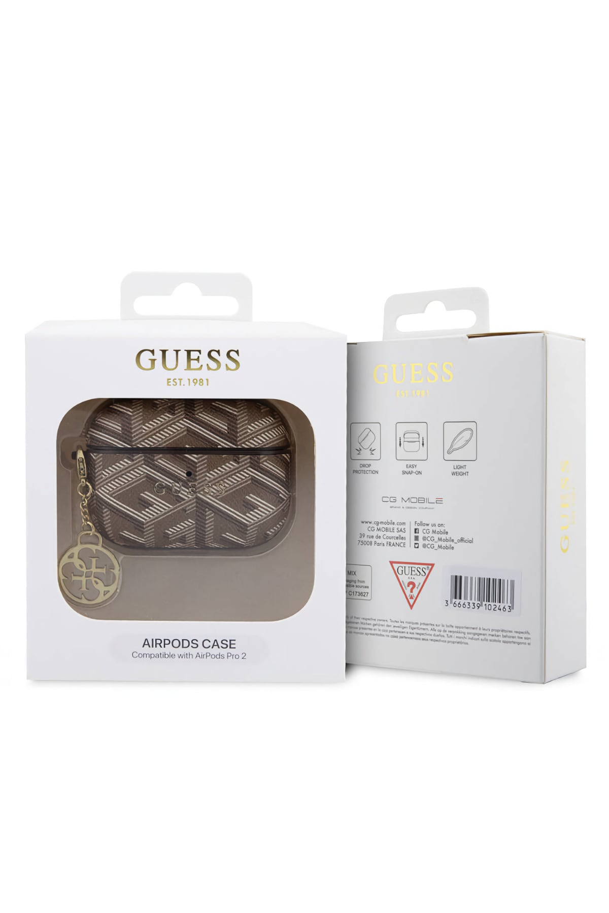 Guess Apple Airpods Pro 2. Nesil Uyumlu Kılıf G Cube Süs Zincirli Kahverengi  Guess