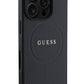 Guess Grained Yazı Logolu iPhone 16 Pro Max Magsafe Uyumlu Kılıf Siyah  Guess