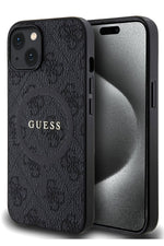 Guess iPhone 14 Magsafe Uyumlu 4G Desenli Kılıf Siyah  Guess