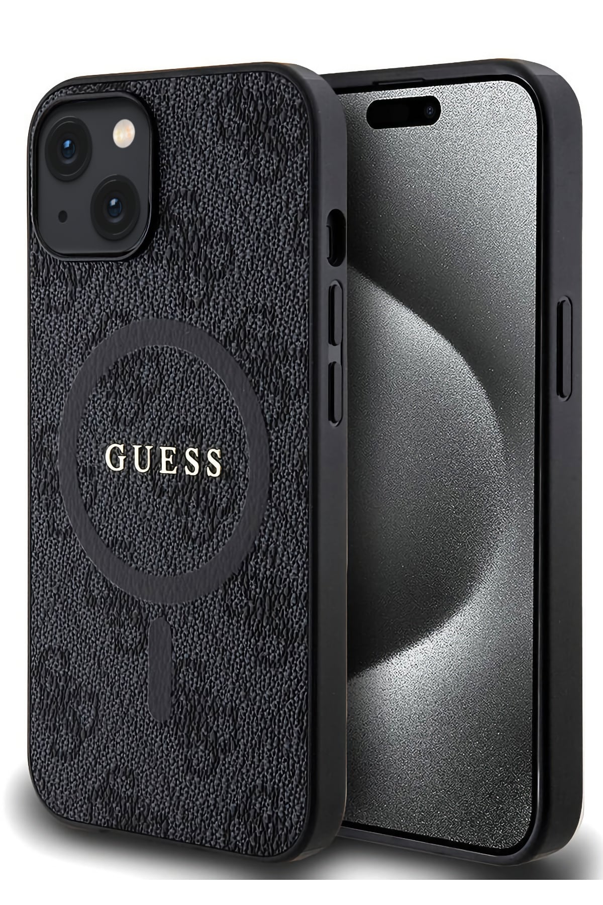 Guess iPhone 14 Magsafe Uyumlu 4G Desenli Kılıf Siyah  Guess