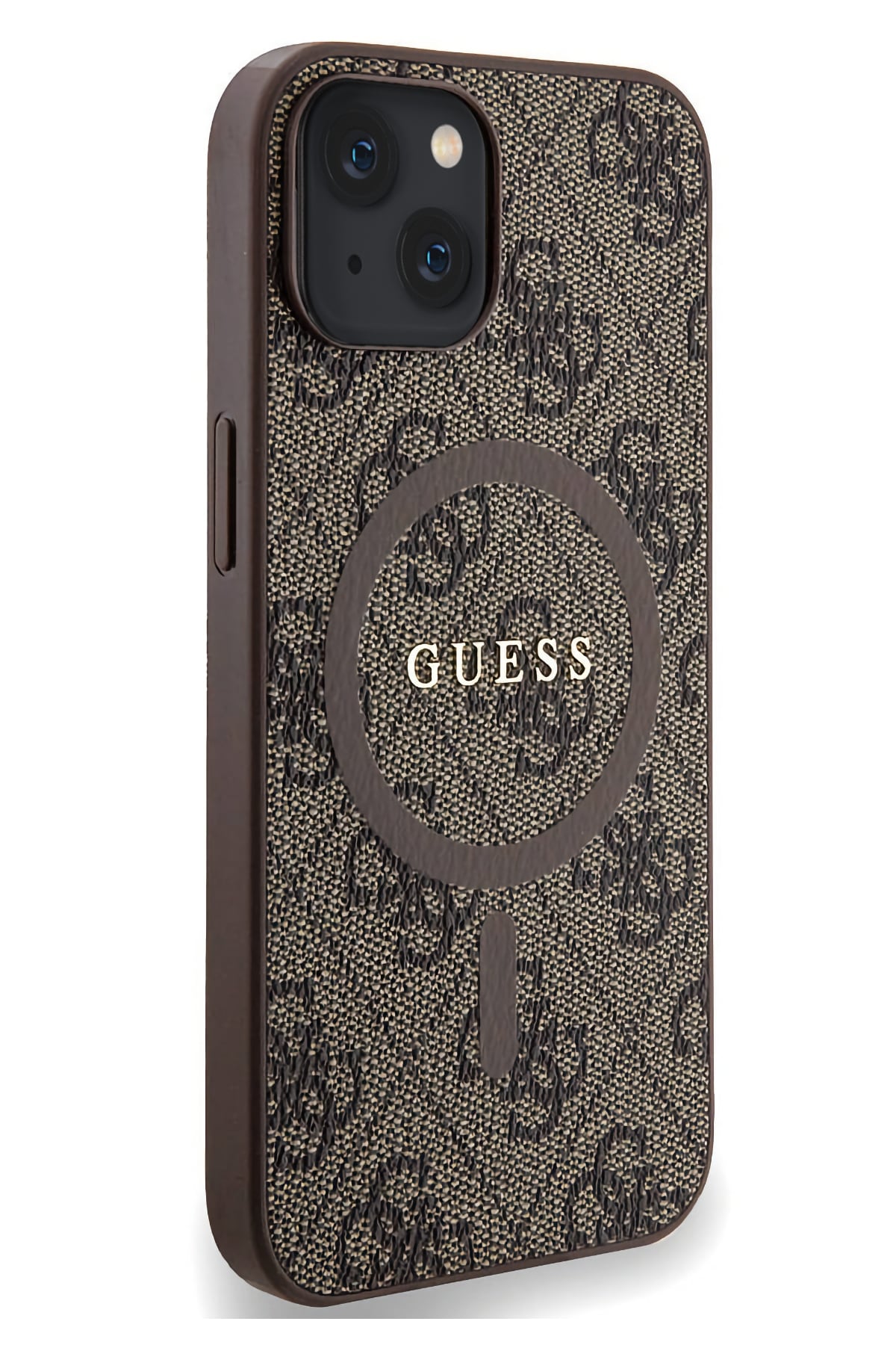 Guess iPhone 14 Magsafe Uyumlu 4G Desenli Kılıf Kahverengi  Guess