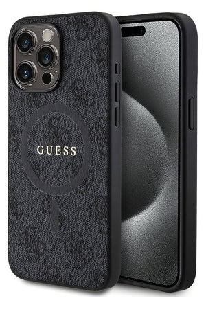 Guess iPhone 14 Pro Max Magsafe Uyumlu 4G Desenli Kılıf Siyah  Guess