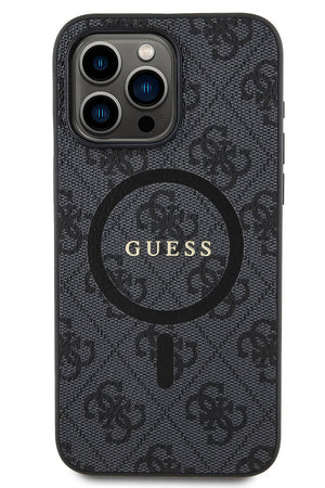 Guess iPhone 14 Pro Magsafe Uyumlu 4G Desenli Kılıf Siyah