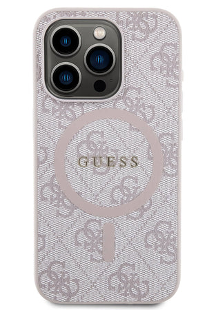 Guess iPhone 14 Pro Max Magsafe Uyumlu 4G Desenli Kılıf Pembe  Guess