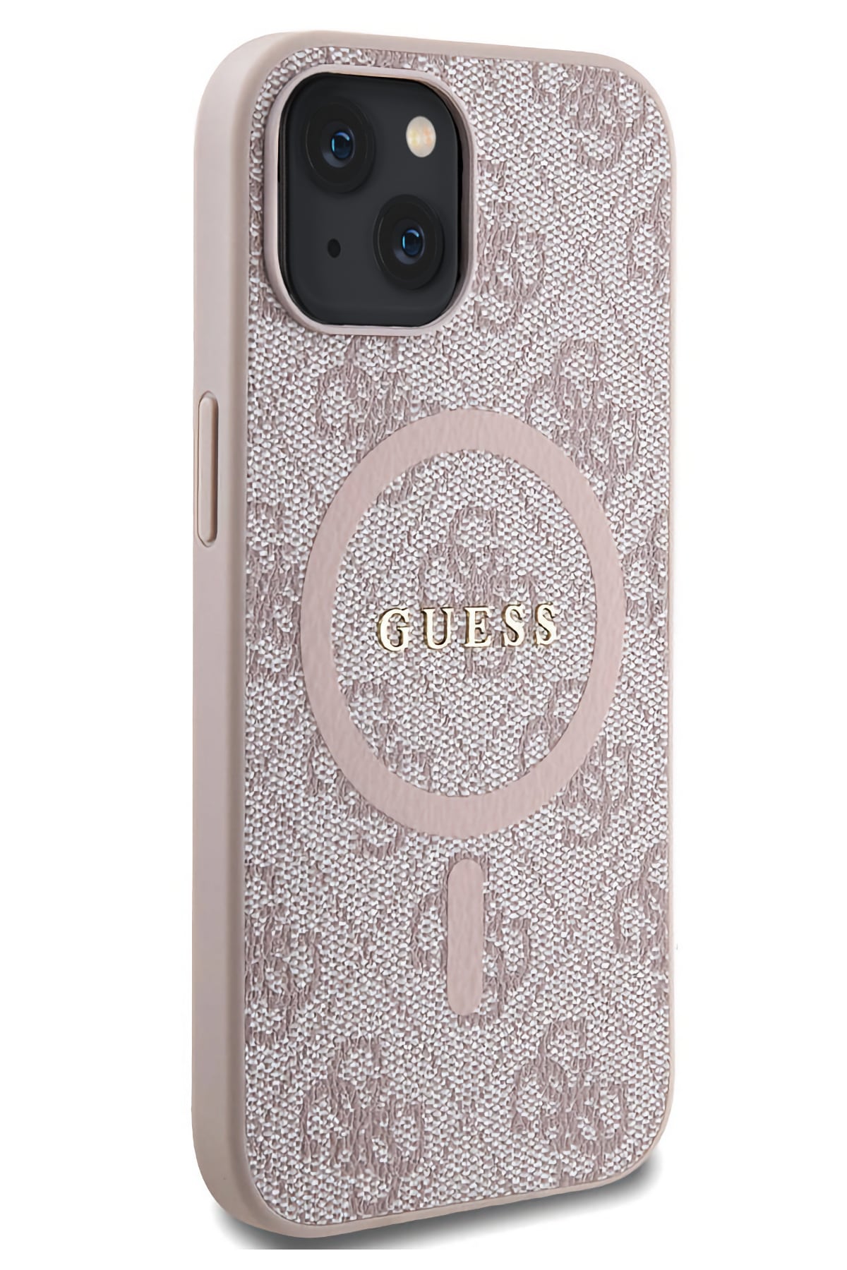 Guess iPhone 15 Magsafe Uyumlu 4G Desenli Kılıf Pembe  Guess