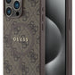 Guess iPhone 15 Pro Magsafe Uyumlu 4G Desenli Kılıf Kahverengi  Guess
