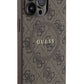 Guess iPhone 15 Pro Magsafe Uyumlu 4G Desenli Kılıf Kahverengi  Guess