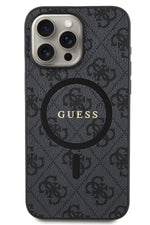 Guess iPhone 15 Pro Max Magsafe Uyumlu 4G Desenli Kılıf Siyah  Guess