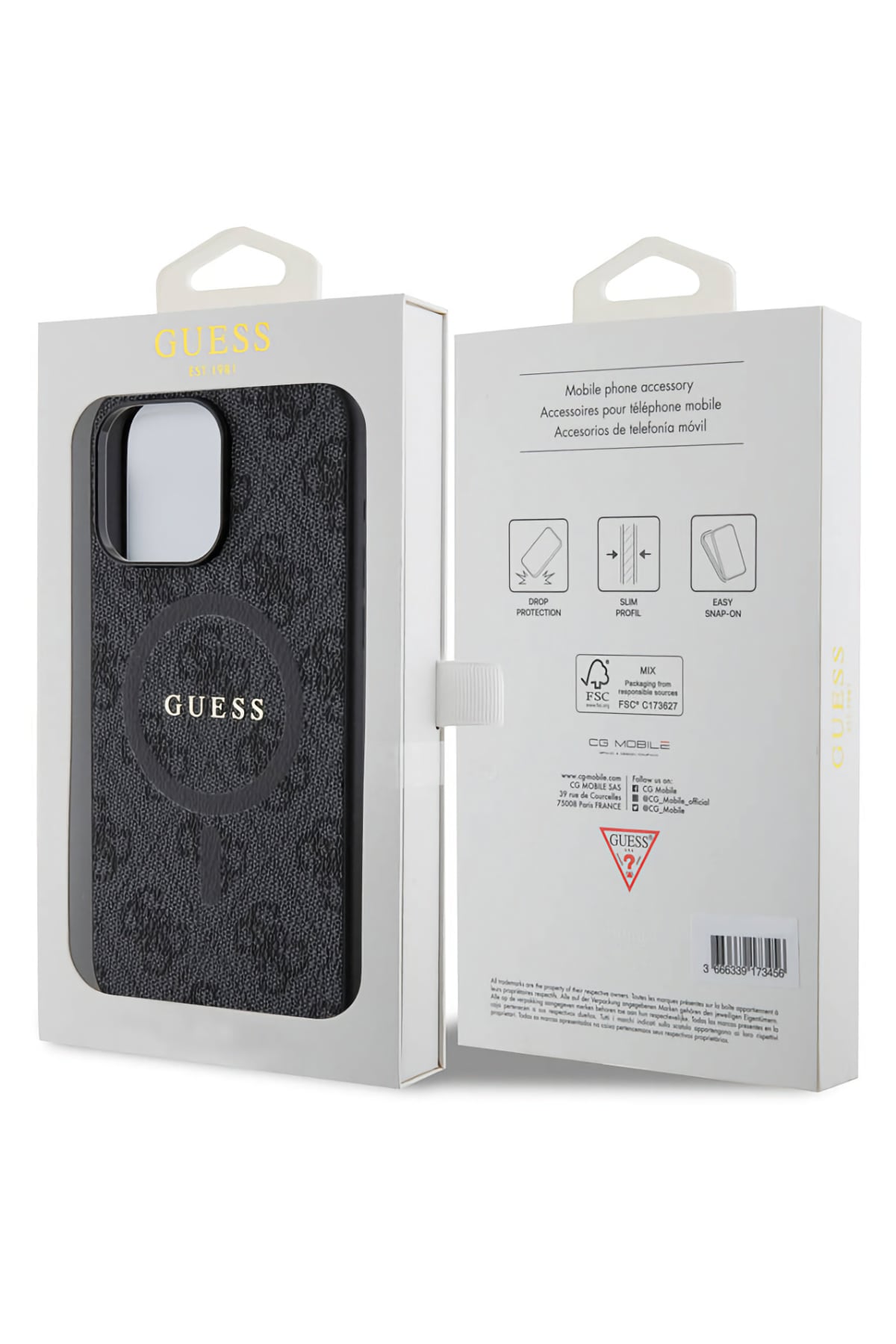 Guess iPhone 15 Pro Max Magsafe Uyumlu 4G Desenli Kılıf Siyah  Guess