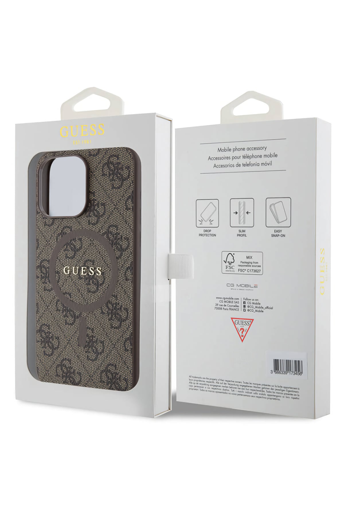 Guess iPhone 15 Pro Max Magsafe Uyumlu 4G Desenli Kılıf Kahverengi  Guess