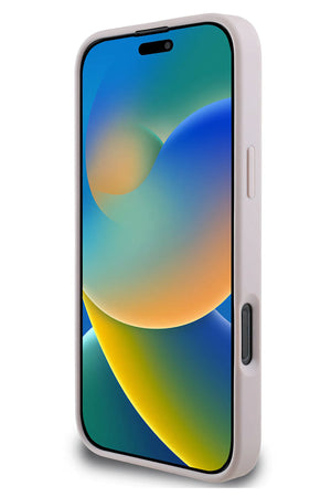 Guess iPhone 16 Plus Uyumlu 4G Logolu Deri Kılıf Pembe  Guess
