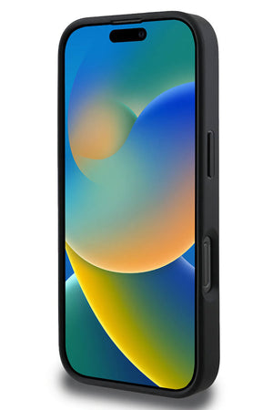 Guess iPhone 16 Pro Uyumlu 4G Logolu Deri Kılıf Siyah  Guess