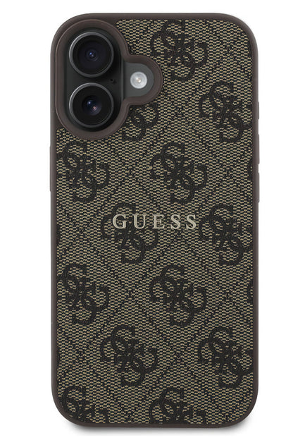 Guess Logolu iPhone 16 Plus Magsafe Uyumlu Kılıf Kahverengi  Guess