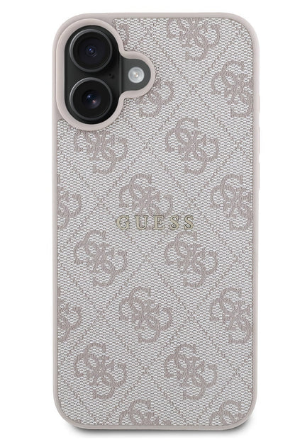 Guess Logolu iPhone 16 Plus Magsafe Uyumlu Kılıf Pembe  Guess