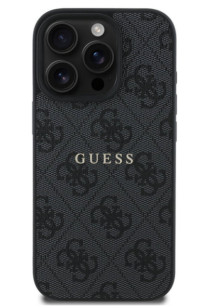 Guess Logolu iPhone 16 Pro Magsafe Uyumlu Kılıf Siyah  Guess