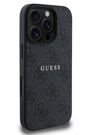 Guess Logolu iPhone 16 Pro Magsafe Uyumlu Kılıf Siyah  Guess