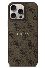Guess Logolu iPhone 16 Pro Max Magsafe Uyumlu Kılıf Kahverengi  Guess