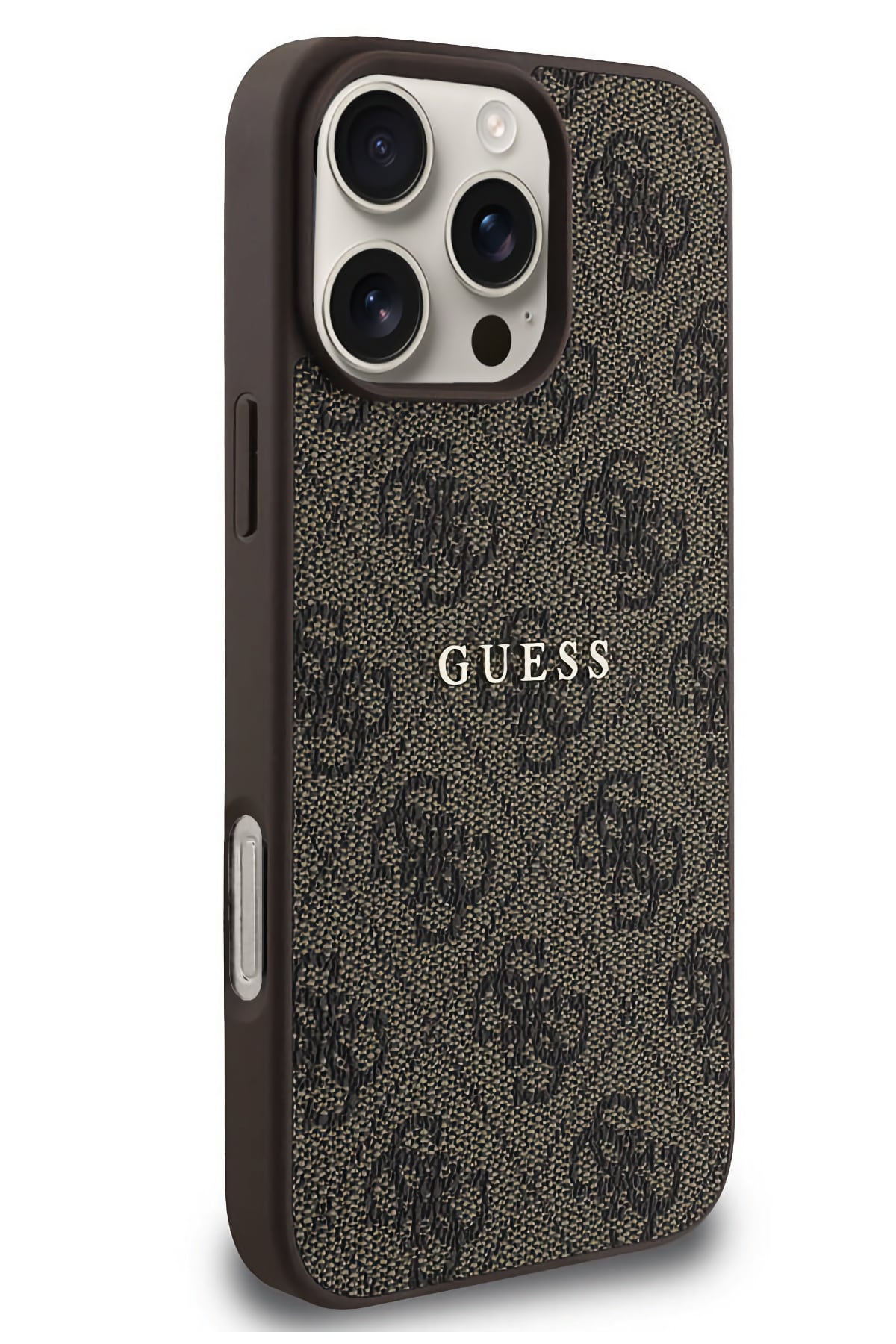Guess Logolu iPhone 16 Pro Max Magsafe Uyumlu Kılıf Kahverengi  Guess