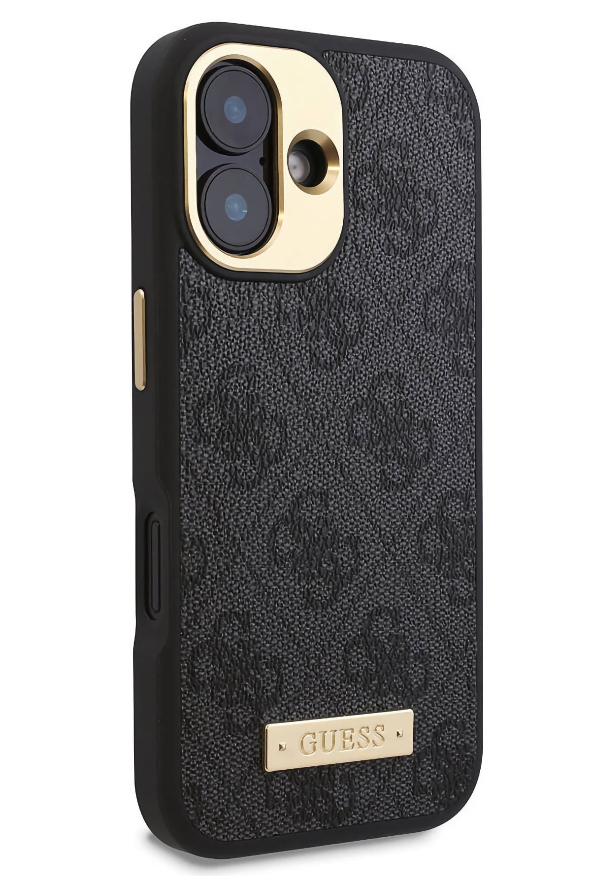 Guess Metal Plaka Logo iPhone 16 Plus Magsafe Uyumlu Kılıf Siyah  Guess