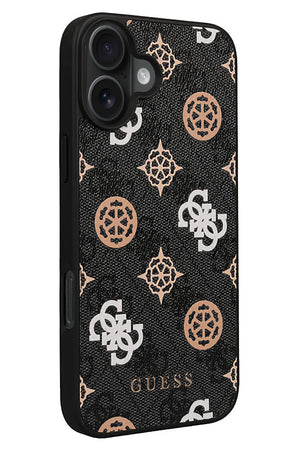 Guess Peony 4G Logolu iPhone 16 Plus Magsafe Uyumlu Kılıf Siyah  Guess