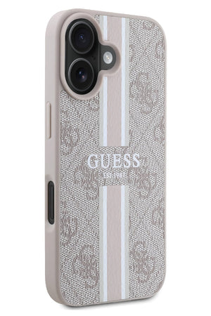 Guess Printed 4G Şerit Logolu iPhone 16 Plus Magsafe Uyumlu Kılıf Pembe  Guess