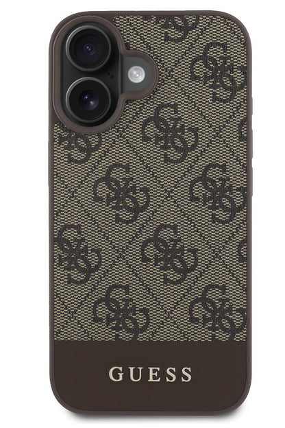 Guess Şerit Logolu iPhone 16 Plus Magsafe Uyumlu Kılıf Kahverengi  Guess