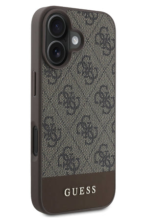 Guess Şerit Logolu iPhone 16 Plus Magsafe Uyumlu Kılıf Kahverengi  Guess