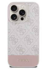 Guess Şerit Logolu iPhone 16 Pro Max Magsafe Uyumlu Kılıf Pembe  Guess